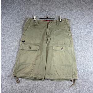 Vintage Fox Deluxe Cargo Shorts Mens 33 Green Outdoor Relaxed Biker Grunge Y2K
